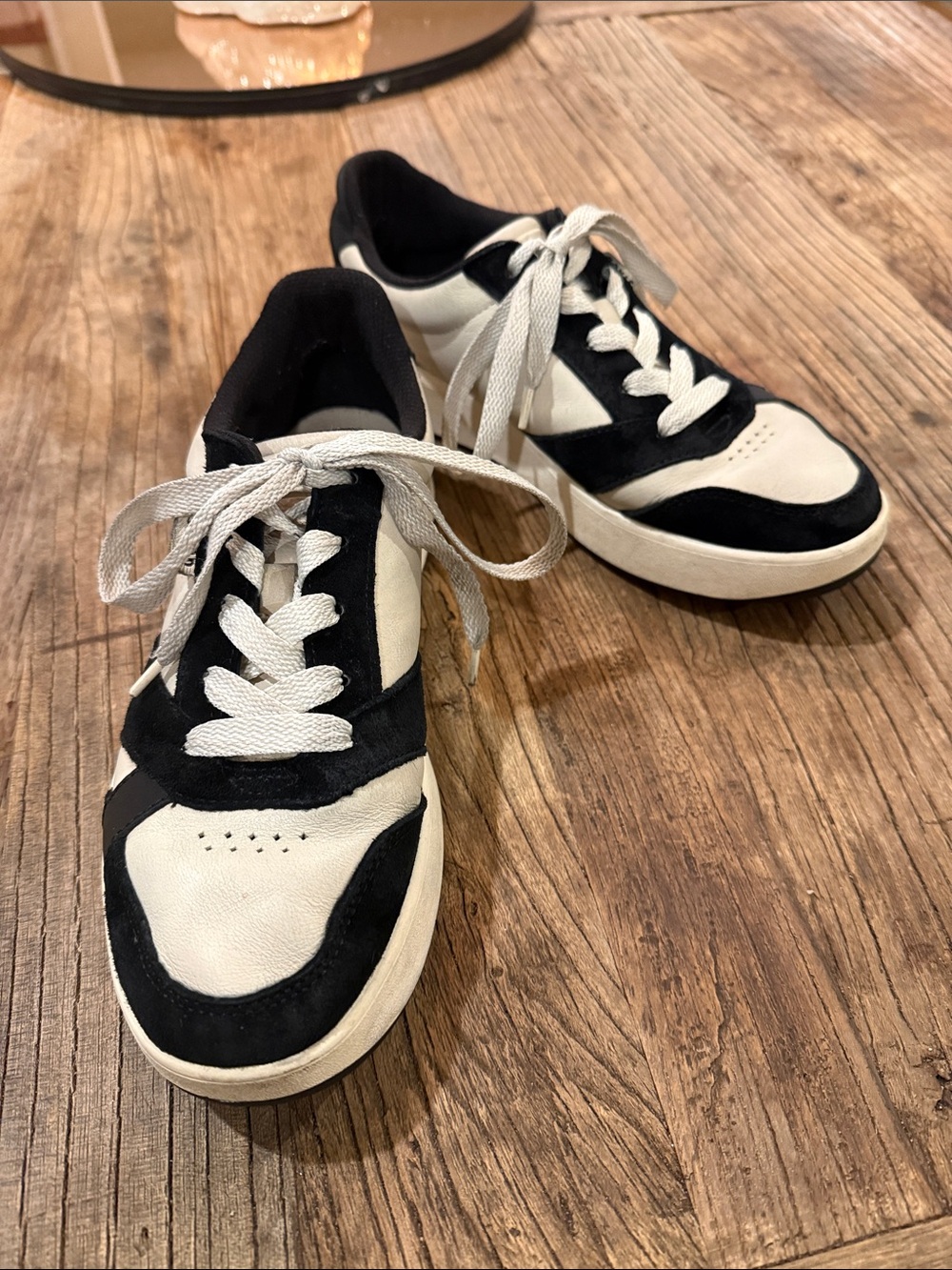 STAUD x Keds Black and White Low-Top Suede-Trim Sneakers Size 8.5
